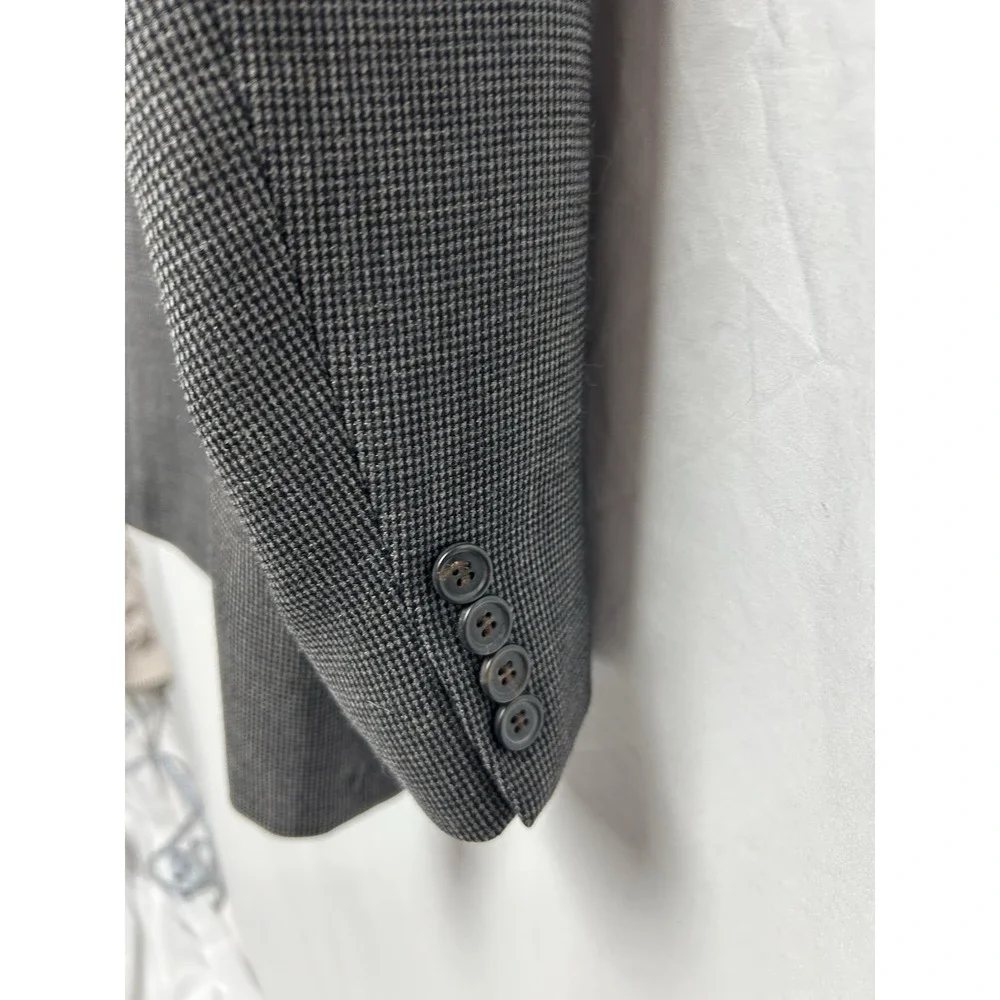 Lauren Ralph Lauren Gray Houndstooth Blazer Luxury Sports Jacket, 100% Wool, 44R
